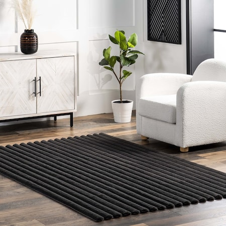 Nuloom Kai Stripe Faux Rabbit Machine Washable Area Rug 7ft 6in x 9ft 6in HJWR03B-76096